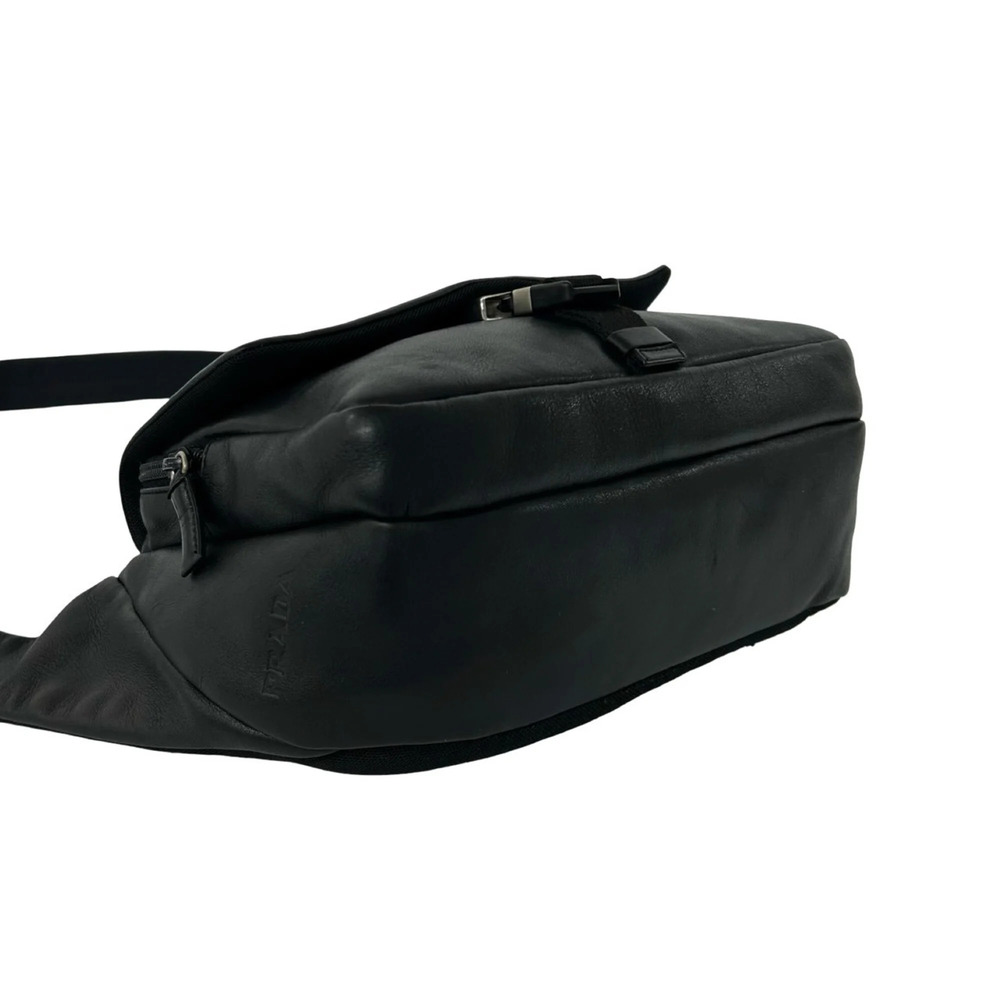 PRADA Black Leather Pochette Shoulder Bag - Picture 7 of 10